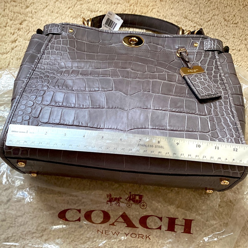 Coach GRAMERCY SATCHEL NWT Gray Croc-Embossed Handbag - Picture 10 of 16